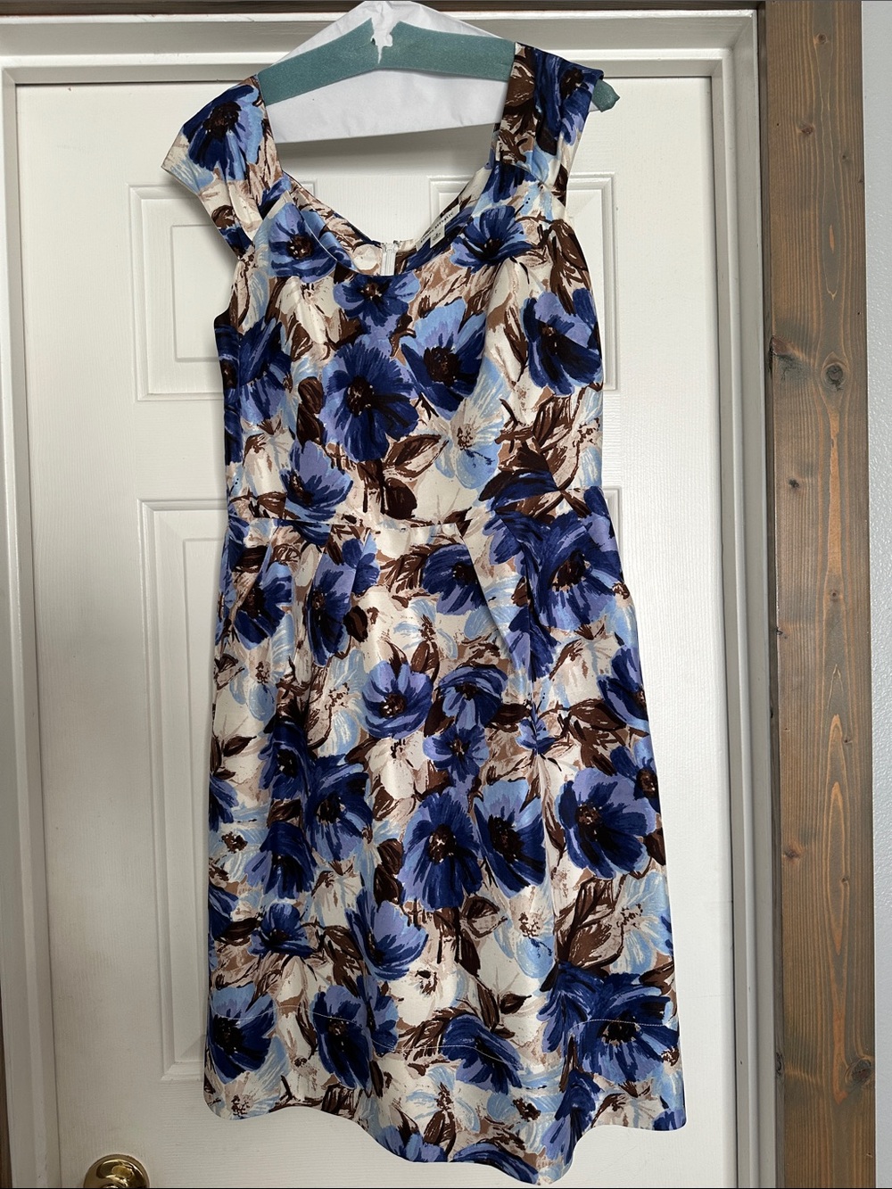 Banana Republic Blue and Brown Floral Midi Dress